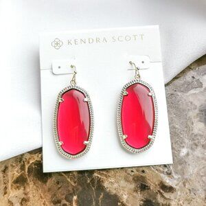 Kendra Scott | Gold Elle Berry red glass Drop Earrings